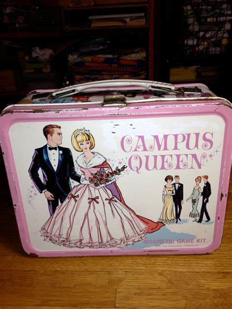 RARE 1967 Campus Queen Metal Lunch Box w Matching 